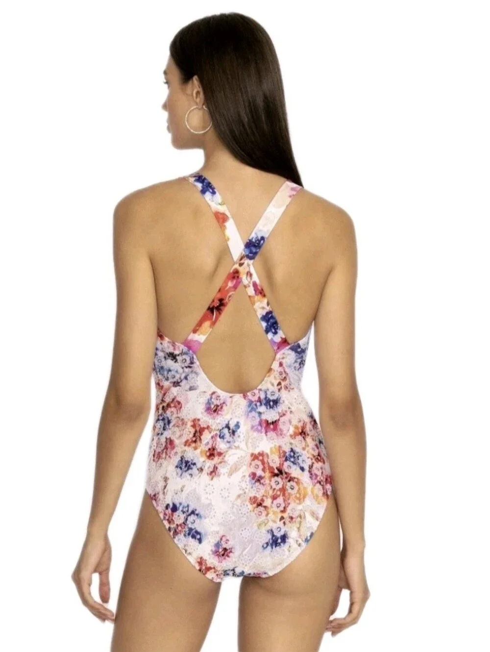 Johnny Was Swimsuit Summer Days Eyelet Crossback One Piece Size M NEW